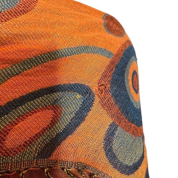 Pashmina orange and blue circle print scarf - Picture 6 of 12